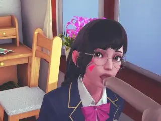 DVA Schoolgirl Licks your Cock with her Tongue and Gets Cum on her Face