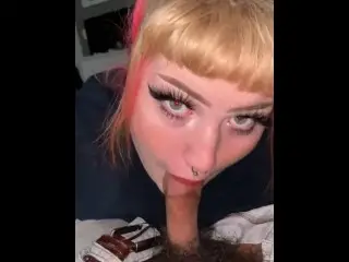 POV THICK WHITE GIRL DEEPTHROATING COCK