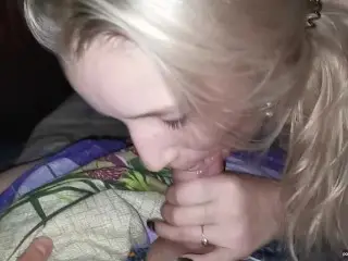 My Stepsister Woke me up at Night to Give me a Sloppy Blowjob. - Homemade POV