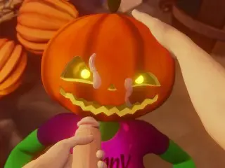 Halloween 2022 Porn Scary Sex Pumpkin Girl Blowjob for a White Guy Deepthroat Night October 31st