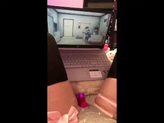 Tiktok Girl uses Toy while Watching Hentai