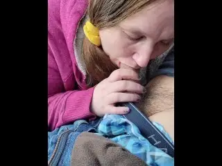 Public Car Bj. Chubby Blonde Loves to Swallow my Cum