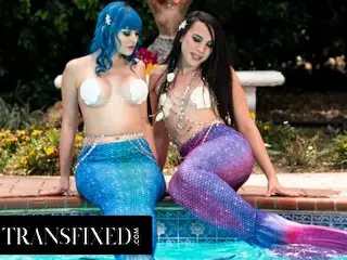 TRANSFIXED - Cis + Trans Mermaids Explore new Bodies in first Time Fuck! with Jewelz Blu & Kasei Kei