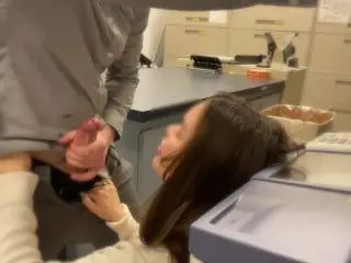 My Bosses Wife CATCHES me Jerking off in the Copy Room then Sucks my Cock