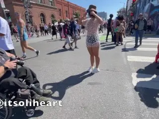 Sheer Clothes Walking around Folsom Street Fair