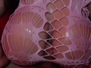 Super Wet TITFUCK in Sexy Lingerie, Oil, Bouncing Tits & Cumshot