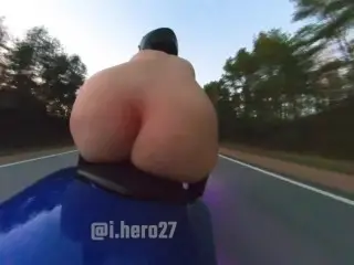 Naked Teen Riding a Motorcycle on the Public Road and Flashing Drivers + Sexy Outfit