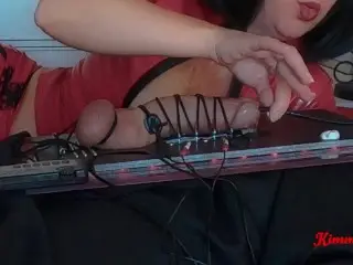 Cruel Femdom Estim Sounding Deep Electro Urethral Sound Cock Torture Tied Cock Bondage