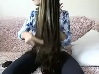 Sexy Long Haired Brunette, Hairplay, Hair Brush, Shower