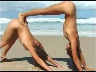 naked girls beach double yoga