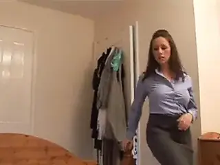 Angry step mom gives her boyfriend a harsh handjob