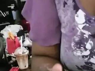 Black girl sucks up cum