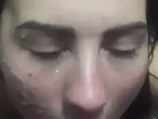 Slut sucks in the elevator and gets cum in the face