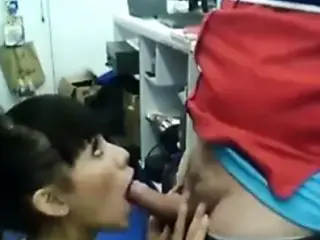 Behind the counter blowjob