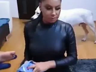 Hot Black Babe In Latex Sucks&Fucked