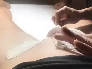 Brazilian Waxing of a Big Cock Part 3 She smacks my big Dick