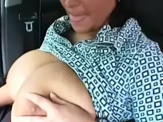 Huge Titted German Slut - Part1 - Tits & Pussy in Car