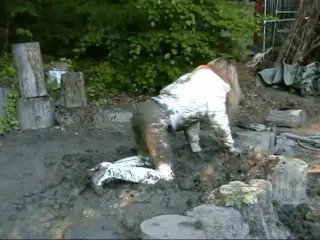 Sasja in muddy white thigh boots!!!