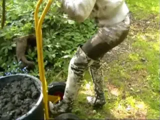 Sasja in muddy white thigh boots (part 3)!!!