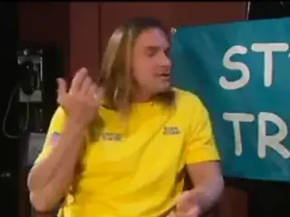 Blonde hottie banged on the stage