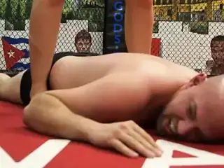 Redhead destroys bald guy