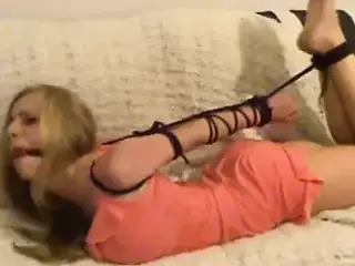 hogtied blonde on couch