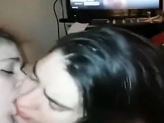 Two sluts suck a cock