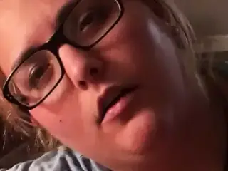 Young BBW in glasses handjob