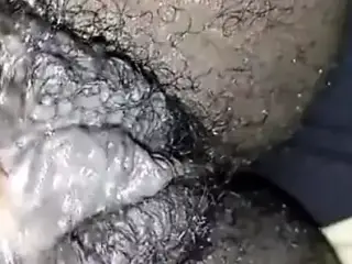 Ebony fat rubs her clit