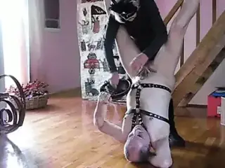 Headovwer hanging clothpins are paced on my genitals