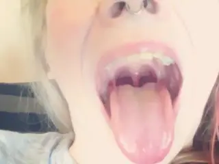 Hot Chick Showing Long Tongue, Uvula, Open Mouth Fetish