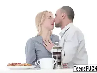 Young blonde Via Lasciva treats him to anal during breakfast