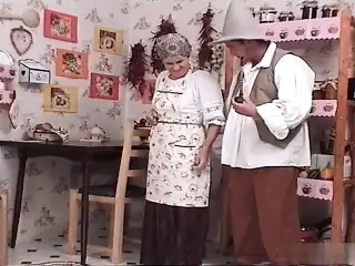 Hungarian gran Ibolya in national clothes fucks her grandson