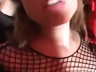 Dirty ho in kinky attire does oral