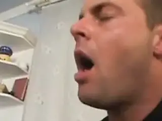 Horny chick banged in the kitchen