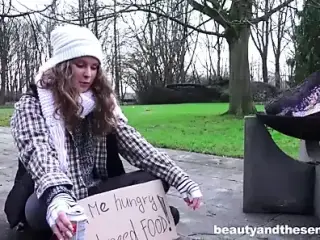 Homeless teen fucks granddad in the park for little cash