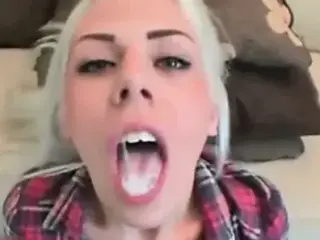 Amateur blonde skank swallows her bfs load