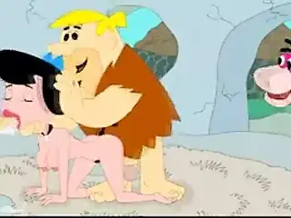 Fred and Barney fuck Betty Flintstones at cartoon porn movie