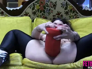 FetishFreakScene Pussy gapping with huge red dildo