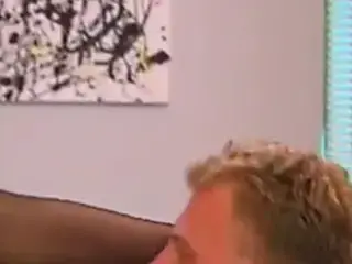 Guy licking slut's nylon clad feet
