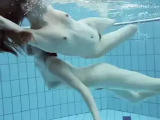 Hot lesbian show underwater