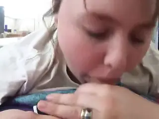 Chubby blonde wife sucks an amazing dick