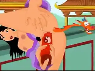 Masturbation cartoon porn scenes with Mulan and Pocahontas