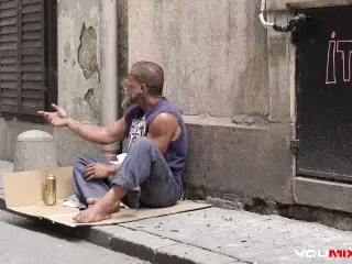 YOUMIXPORN  Two Cock-Hungry Good Samaritans Help Beggar!