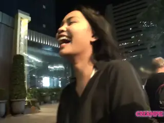 Pretty young Thai hooker picked up off the street & creampie