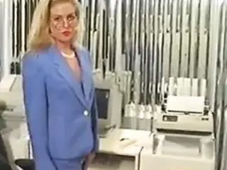 Office babe gets horny and plays with her pussy