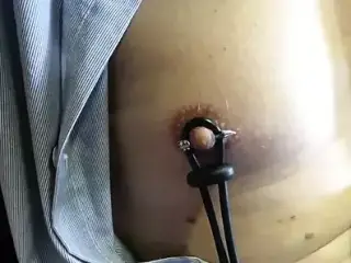 estim tit nipple and cock precum POV electrostim
