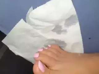 Sexy wife toes and soles got Cum