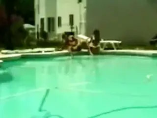 Gorgeous young babe with nice tits gets her pussy licked poolside