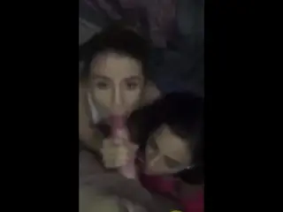 Blowjob with 2 girls